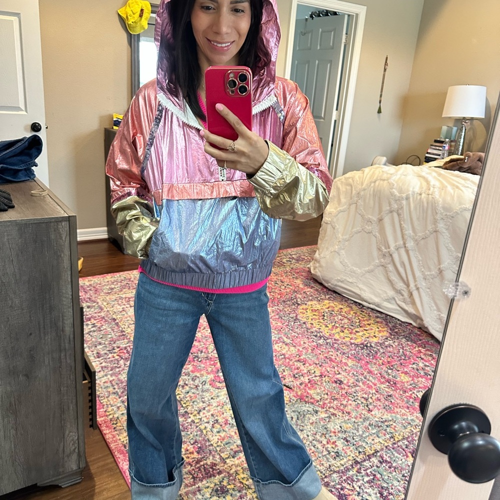 Shiny Pink Hooded Rain Jacket